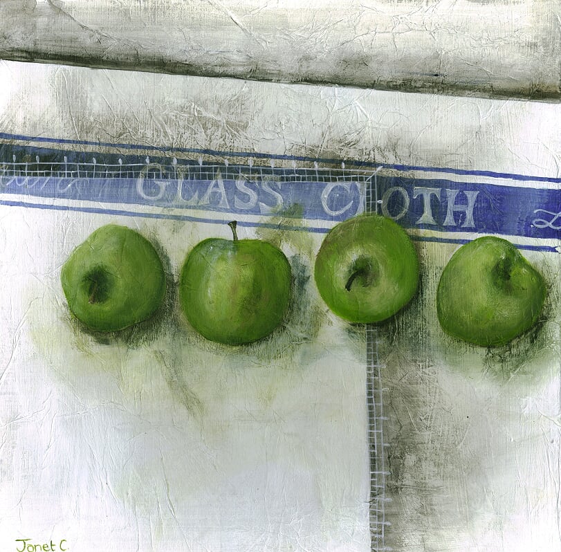 'Row of Granny Smiths ' by artist Janet  Cleghorn